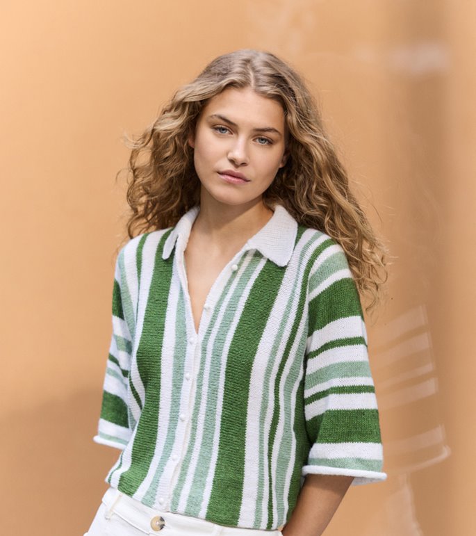 Lana Grossa POLOJAKKE MED STRIBER Ecopuno