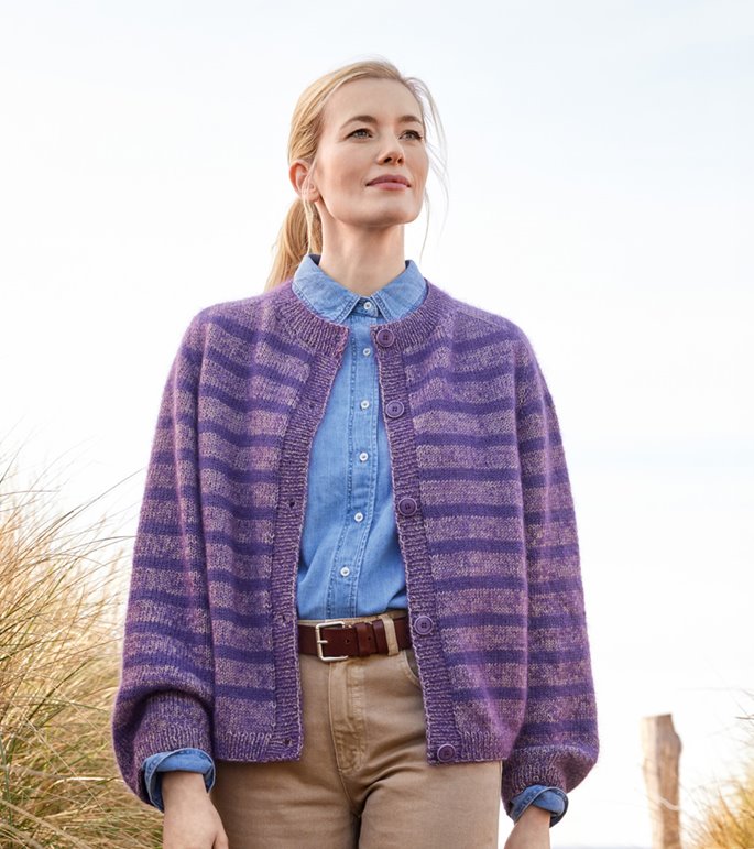 Lana Grossa TOP DOWN JAKKE MED STRIBER Merino Superiore & Silkhair