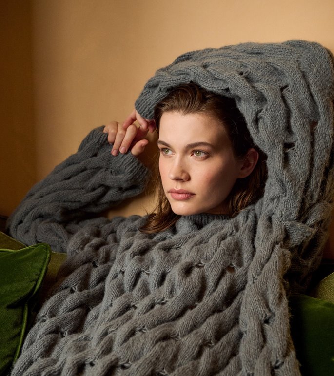 Lana Grossa SWEATER MED SNONINGSMØNSTER Nebbia