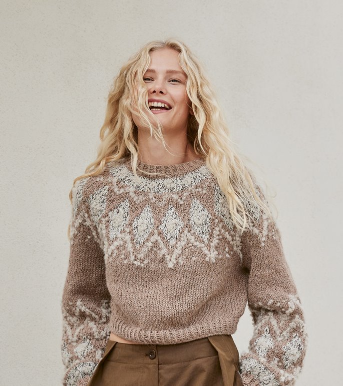 Lana Grossa PULLOVER Natural Lama Chunky, Orsetto & Glamour